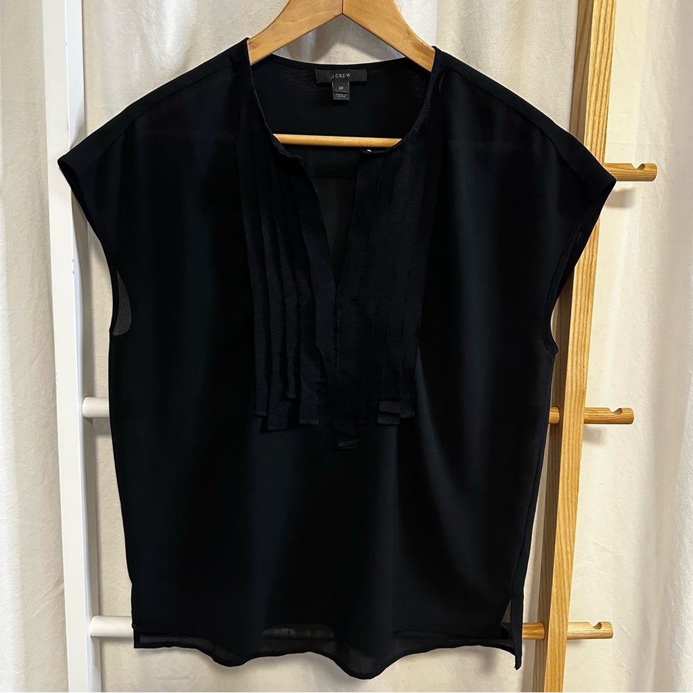 J.Crew - Grosgrain ribbon top in black, 2P, runs large